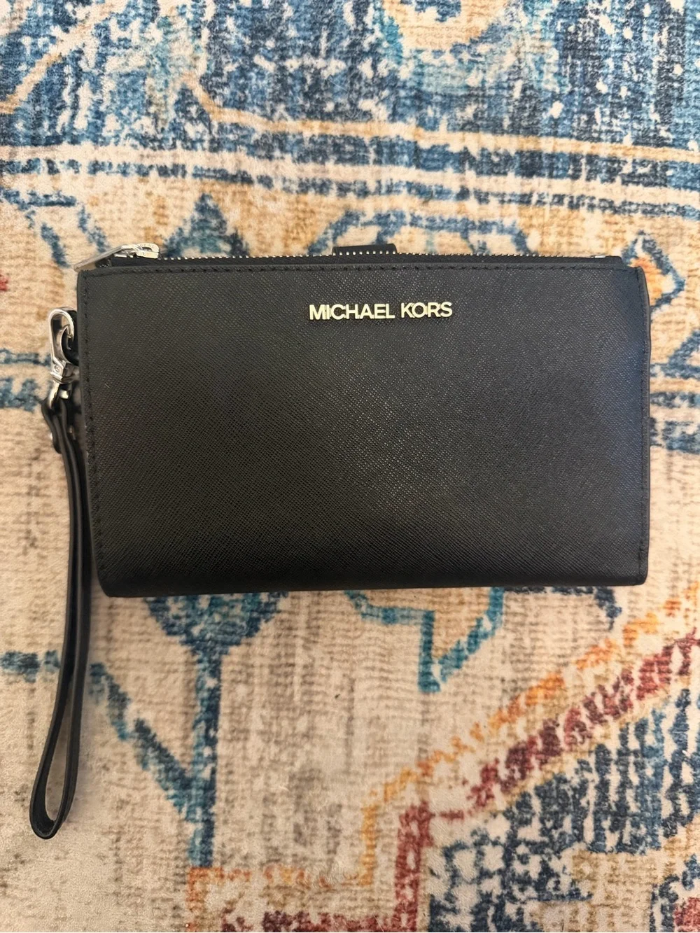 Michael Kors Adele Black Leather Wristlet Wallet